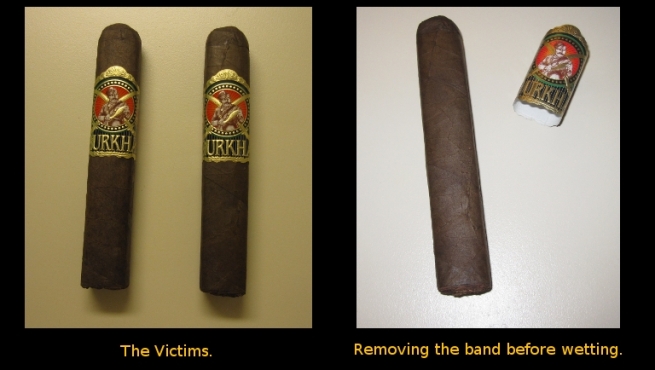 To make it easier to identify in the pictures below, the 'wet' cigar is the 